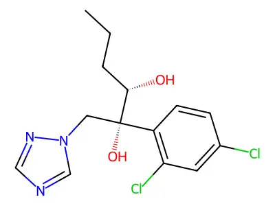 2,3-Hexanediol, 2-(2,4-dichlorophenyl)-1-(1H-1,2,4-triazol-1-yl)-, (2R,3S)- structure