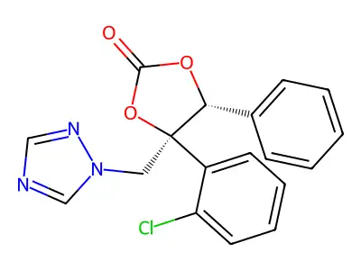1,3-Dioxolan-2-one, 4-(2-chlorophenyl)-5-phenyl-4-(1H-1,2,4-triazol-1-ylmethyl)-, (4S,5R)- structure