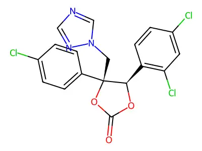 (4S,5R)-4-(4-chlorophenyl)-5-(2,4-dichlorophenyl)-4-(1,2,4-triazol-1-ylmethyl)-1,3-dioxolan-2-one structure