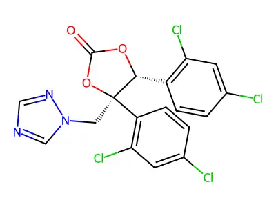 1,3-Dioxolan-2-one, 4,5-bis(2,4-dichlorophenyl)-4-(1H-1,2,4-triazol-1-ylmethyl)-, (4S,5R)- structure