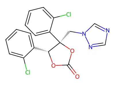 1,3-Dioxolan-2-one, 4,5-bis(2-chlorophenyl)-4-(1H-1,2,4-triazol-1-ylmethyl)-, (4S,5R)- structure