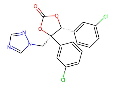 1,3-Dioxolan-2-one, 4,5-bis(3-chlorophenyl)-4-(1H-1,2,4-triazol-1-ylmethyl)-, (4S,5R)- structure
