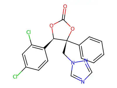 (4S,5R)-5-(2,4-dichlorophenyl)-4-phenyl-4-(1,2,4-triazol-1-ylmethyl)-1,3-dioxolan-2-one structure