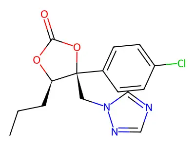 1,3-Dioxolan-2-one, 4-(4-chlorophenyl)-5-propyl-4-(1H-1,2,4-triazol-1-ylmethyl)-, (4S,5R)- structure