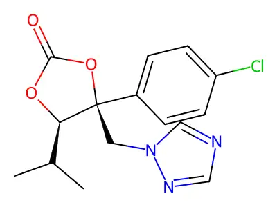 L-Arabinitol, 3,4-O-carbonyl-4-C-(4-chlorophenyl)-1,2,5-trideoxy-2-methyl-5-(1H-1,2,4-triazol-1-yl)- structure