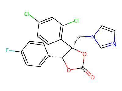 1,3-Dioxolan-2-one, 4-(2,4-dichlorophenyl)-5-(4-fluorophenyl)-4-(1H-imidazol-1-ylmethyl)-, (4S,5R)- structure