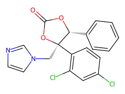 1,3-Dioxolan-2-one, 4-(2,4-dichlorophenyl)-4-(1H-imidazol-1-ylmethyl)-5-phenyl-, rel-(4S,5R)- structure