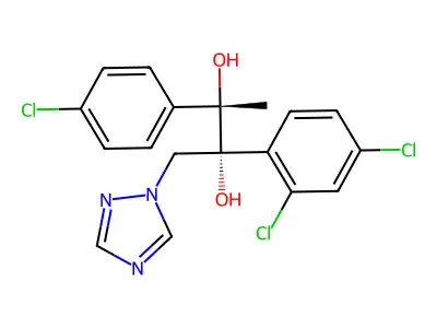2,3-Butanediol, 3-(4-chlorophenyl)-2-(2,4-dichlorophenyl)-1-(1H-1,2,4-triazol-1-yl)-, (2R,3S)- structure