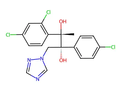 2,3-Butanediol, 2-(4-chlorophenyl)-3-(2,4-dichlorophenyl)-1-(1H-1,2,4-triazol-1-yl)-, (2R,3S)- structure
