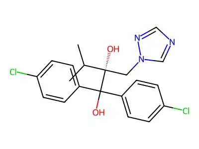 1,2-Butanediol, 1,1-bis(4-chlorophenyl)-3-methyl-2-(1H-1,2,4-triazol-1-ylmethyl)-, (2R)- structure