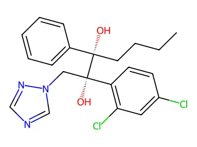 2,3-Heptanediol, 2-(2,4-dichlorophenyl)-3-phenyl-1-(1H-1,2,4-triazol-1-yl)-, (2R,3S)- structure