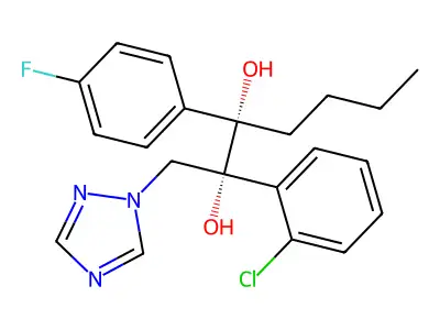 2,3-Heptanediol, 2-(2-chlorophenyl)-3-(4-fluorophenyl)-1-(1H-1,2,4-triazol-1-yl)-, (2R,3S)- structure