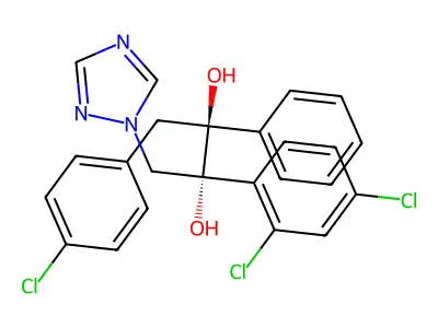 2,3-Butanediol, 1-(4-chlorophenyl)-3-(2,4-dichlorophenyl)-2-phenyl-4-(1H-1,2,4-triazol-1-yl)-, (2S,3R)- structure