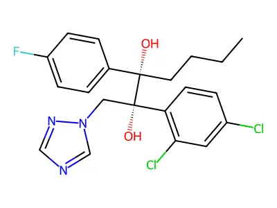 2,3-Heptanediol, 2-(2,4-dichlorophenyl)-3-(4-fluorophenyl)-1-(1H-1,2,4-triazol-1-yl)-, (2R,3S)- structure