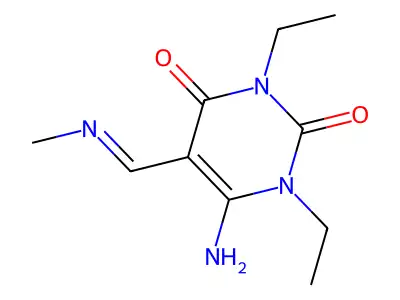 6-Amino-1,3-diethyl-5-((methylimino)methyl)pyrimidine-2,4(1H,3H)-dione structure