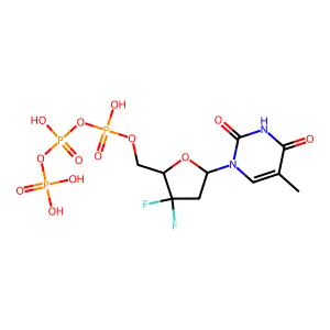 Thymidine 5'-(tetrahydrogen triphosphate), 3'-deoxy-3',3'-difluoro- structure