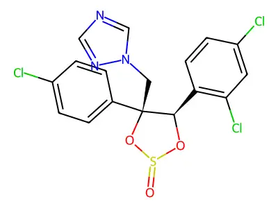 1H-1,2,4-triazole, 1-((rel-(4S,5R)-4-(4-chlorophenyl)-5-(2,4-dichlorophenyl)-2-oxido-1,3,2-dioxathiolan-4-yl)methyl)- structure
