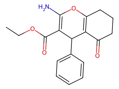 ethyl 2-amino-5-oxo-4-phenyl-5,6,7,8-tetrahydro-4H-chromene-3-carboxylate structure