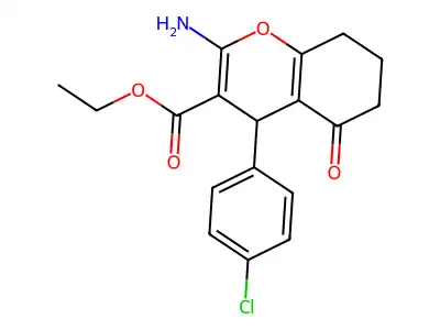 ethyl 2-amino-4-(4-chlorophenyl)-5-oxo-5,6,7,8-tetrahydro-4H-chromene-3-carboxylate structure