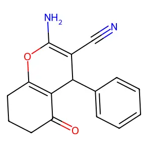 2-Amino-5-oxo-4-phenyl-5,6,7,8-tetrahydro-4H-chromene-3-carbonitrile structure