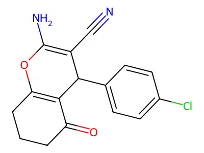 2-amino-4-(4-chlorophenyl)-5-oxo-5,6,7,8-tetrahydro-4H-chromene-3-carbonitrile structure