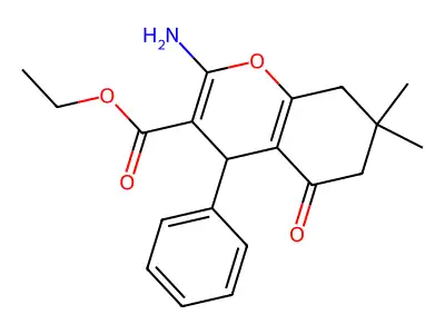 ethyl 2-amino-7,7-dimethyl-5-oxo-4-phenyl-5,6,7,8-tetrahydro-4H-chromene-3-carboxylate structure