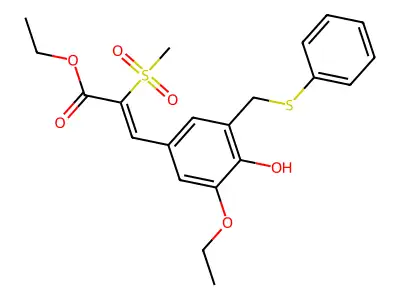2-Propenoic acid,3-[3-ethoxy-4-hydroxy-5-[(phenylthio)methyl]phenyl]-2-(methylsulfonyl)-, ethylester structure