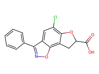 (7R)-5-chloro-3-phenyl-7,8-dihydrofuro[2,3-g][1,2]benzoxazole-7-carboxylic acid structure