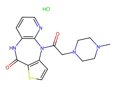 1OH-Pyrido(3,2-d)thieno(3,2-e)(1,4)-diazepin-10-one, 4,9-dihydro-4-((4-methyl-1-piperazinyl)acetyl)-, monohydrochloride structure