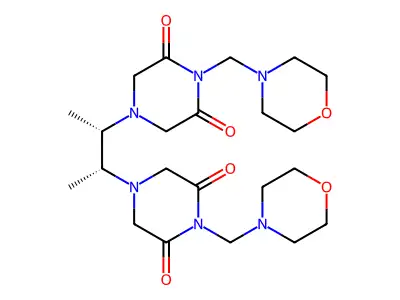 meso-2,3-Bis(4-morpholinomethyl-3,5-dioxopiperazin-1-yl)butane structure