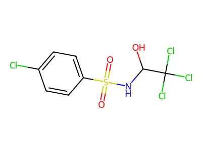4-chloro-N-(2,2,2-trichloro-1-hydroxyethyl)benzenesulfonamide structure
