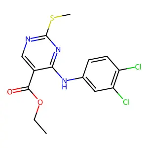Ethyl 4-(3,4-dichloroanilino)-2-(methylsulfanyl)-5-pyrimidinecarboxylate structure