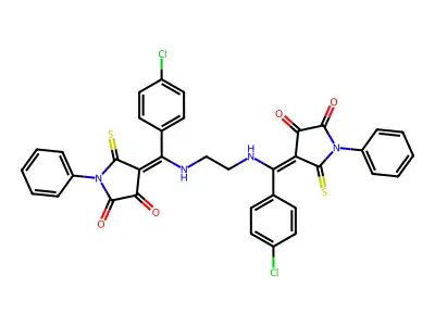 2,3-Pyrrolidinedione, 4,4'-(1,2-ethanediylbis(imino(4-chlorophenyl)methylidyne))bis(1-phenyl-5-thioxo- structure