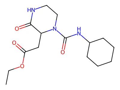 Ethyl [1-(cyclohexylcarbamoyl)-3-oxopiperazin-2-yl]acetate structure