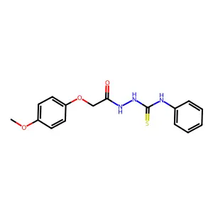 2-[2-(4-methoxyphenoxy)acetyl]-N-phenyl-1-hydrazinecarbothioamide structure