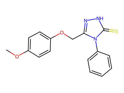 5-[(4-methoxyphenoxy)methyl]-4-phenyl-4H-1,2,4-triazole-3-thiol structure