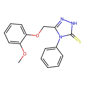 3H-1,2,4-Triazole-3-thione, 2,4-dihydro-5-((2-methoxyphenoxy)methyl)-4-phenyl- structure