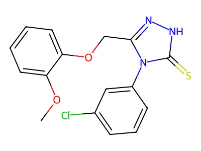 2,4-Dihydro-4-(3-chlorophenyl)-5-((2-methoxyphenoxy)methyl)-3H-1,2,4-triazole-3-thione structure