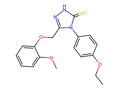 2,4-Dihydro-4-(4-ethoxyphenyl)-5-((2-methoxyphenoxy)methyl)-3H-1,2,4-triazole-3-thione structure