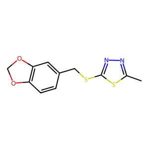 2-(1,3-Benzodioxol-5-ylmethylsulfanyl)-5-methyl-1,3,4-thiadiazole structure