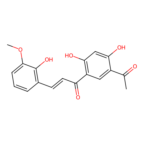 2-Propen-1-one, 1-(5-acetyl-2,4-dihydroxyphenyl)-3-(2-hydroxy-3-methoxyphenyl)- structure
