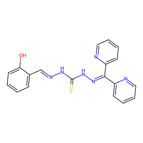 1-(Dipyridin-2-ylmethylideneamino)-3-[(2-hydroxyphenyl)methylideneamino]thiourea structure
