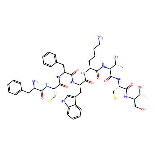 (2R,3R)-2-[(D-Phe-L-Cys-L-Phe-D-Trp-L-Lys-L-Thr-L-Cys-)Amino]-1,3-butanediol structure