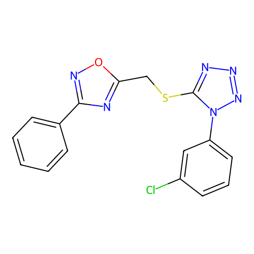 1-(3-chlorophenyl)-5-{[(3-phenyl-1,2,4-oxadiazol-5-yl)methyl]sulfanyl}-1H-tetrazole structure