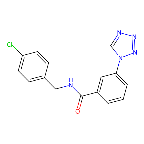 N-(4-chlorobenzyl)-3-(1H-tetrazol-1-yl)benzamide structure