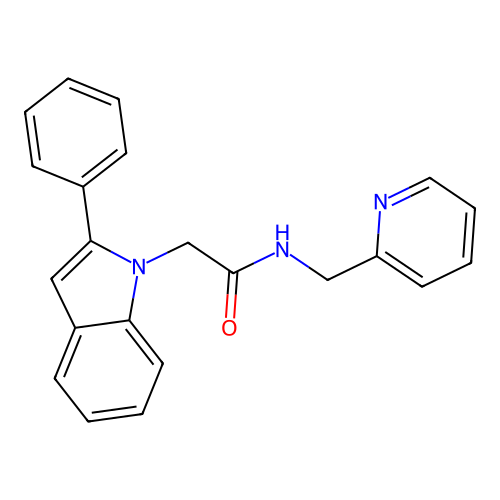 2-(2-phenyl-1H-indol-1-yl)-N-(2-pyridinylmethyl)acetamide structure