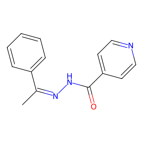 Isonicotinic acid (1-phenyl-ethylidene)-hydrazide structure