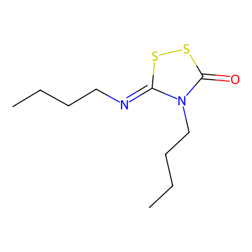 4-Butyl-5-(butylimino)-1,2,4-dithiazolidin-3-one structure