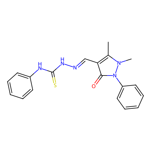 1,5-Dimethyl-3-oxo-2-phenyl-2,3-dihydro-1H-pyrazole-4-carbaldehyde N-phenylthiosemicarbazone structure