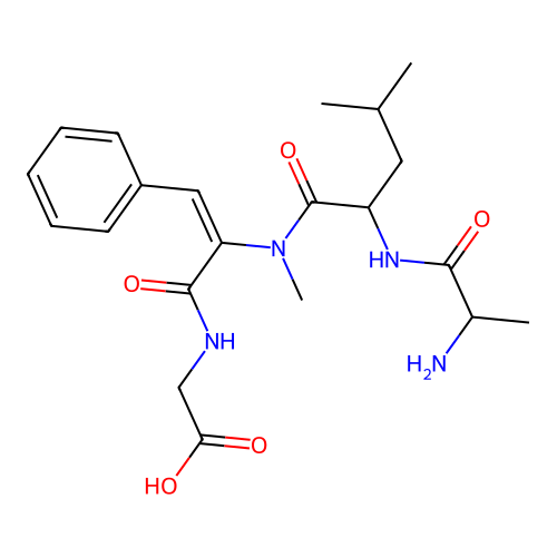 Glycine, N-(N-(N-L-alanyl-L-leucyl)-(Z)-alpha,beta-didehydro-N-methylphenylalanyl)- structure
